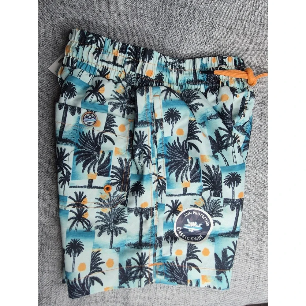 Beach Bros Boys Size 8 Lined UPF Swim Trunks Shorts NEW Tropical Beach Palms